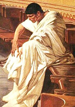 Cicero Denounces Catiline in the Roman Senate by Cesare Maccari - detail of Catilina.jpg