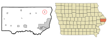 Clinton County Iowa beépített és be nem épített területek Andover Highlighted.svg