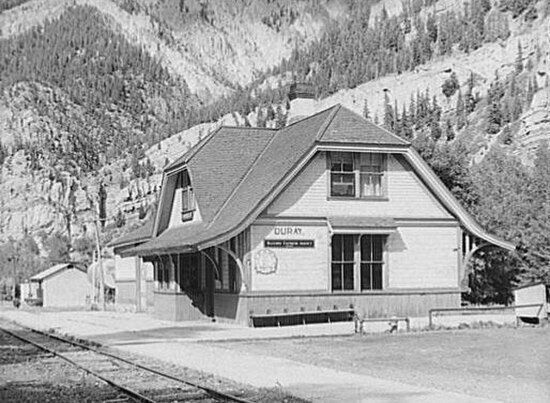 D&RGW Railroad station in Ouray, 1940