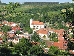 Dambořice - pohled na centrum obce.jpg