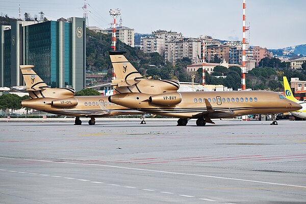 A Dassault Falcon 900 and a Dassault Falcon 7X business jet