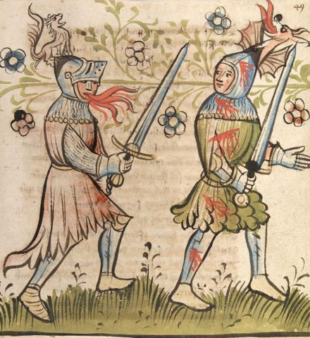 Dietrich and Siegfried from a 15th-century manuscript of the Rosengarten zu Worms