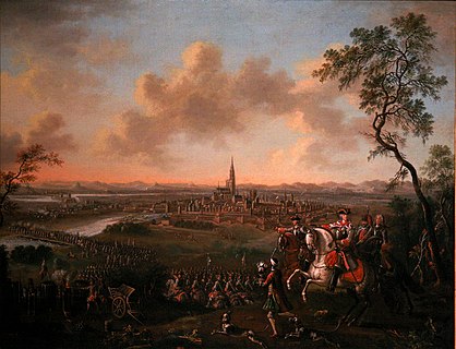 The Duke of Lorraine and Imperial troops crossing the Rhine before Strasbourg, 1744