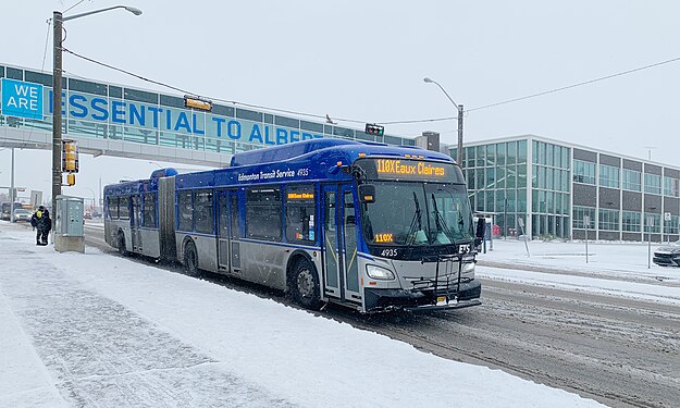 Edmonton Transit Service New Flyer XD60 on a route 110X service to Eaux Claires