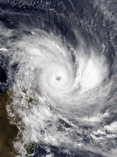 Cyclone Enawo shortly before reaching the Malagasy coast on March 7, 2017