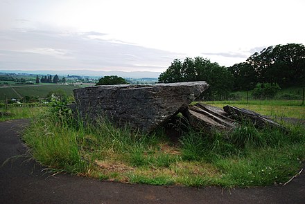 The glacial Bellevue Erratic at Erratic Rock State Natural Site. The rock was transported to the Willamette Valley by the Missoula Floods.[23]