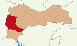 Peta menunjukkan Distrik İliç di Provinsi Erzincan