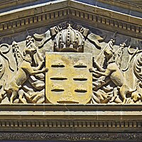 Wappen am Konzertsaal der Sociedad Musical Santa Cecilia heute Parlamento de Canarias