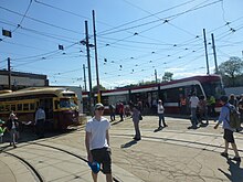 During the 2014 Doors Open Toronto event the TTC provided a prototype of its soon to be introduced Flexity low floor streetcars at the Russsell Carhouse. Exteriors of the TTC's legacy streetcars, at the Russell Carhouse, 2014 05 24 (9).jpg