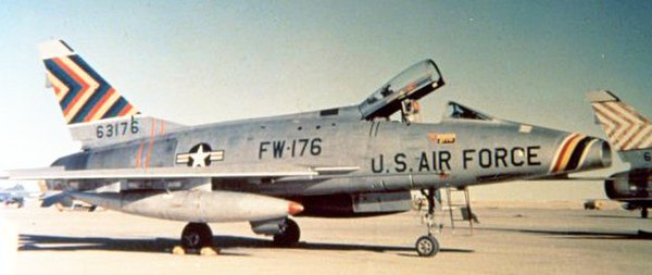 474th Tactical Fighter Wing Commanders' F-100D Super Sabre at Cannon AFB during the 1950s