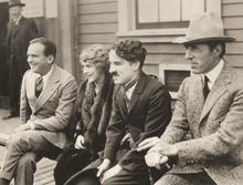Douglas Fairbanks, Charlie Chaplin, and D.W. Griffith, with whom Mary Pickford founded United Artists in 1919 Fairbanks - Pickford - Chaplin - Griffith.png