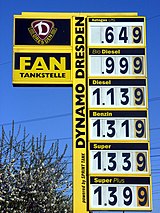 Example from Germany 2007, EUR1.319/l Fan-Tankstelle von Dynamo Dresden.JPG