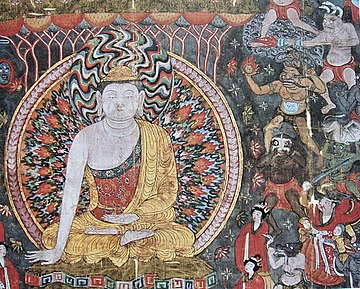 Detail of painting on silk, Mogao Caves, 10th-century.[80]