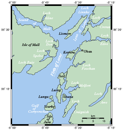 Kort over Firth of Lorn.