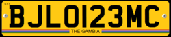 Gambia Plat - Becak - 3-Huruf Kode - 520x110 - 1999-2019.png