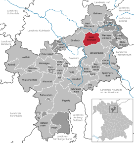 Poziția orașului Goldkronach pe harta districtului Bayreuth