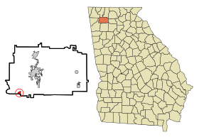 Gordon County Georgia Incorporated and Unincorporated areas Plainville Highlighted.svg