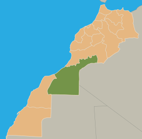 Harta regiunii Guelmim-Esmara în cadrul Marocului