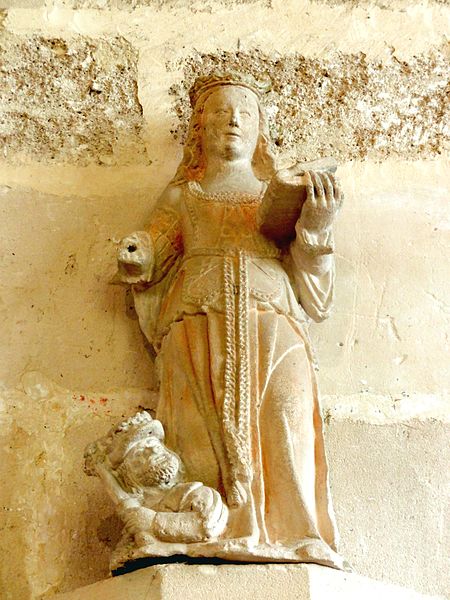 File:Guiry-en-Vexin (95), église Saint-Nicolas, statue de sainte Catherine d'Alexandrie (et empereur Maximien).JPG