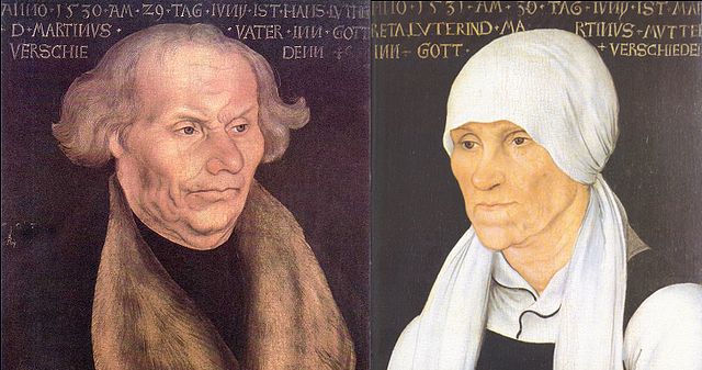 Portraits of Luther's parents, Hans and Margarethe Luther, by Lucas Cranach the Elder in 1527