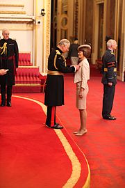 Hazel Moore receiving her OBE from Prince Charles Hazel Moore receives OBE.jpg