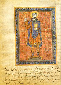 Henrik herceg frank viseletben (a Niedermünsteri Törvénykönyv miniatúrája)