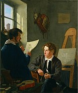 Hermann Kauffmann e Georg Haeselich nello studio di Kauffmann a Monaco di Baviera (1830)