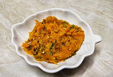 Pumpkin Bhorta, a Bengali dish Homemade Pumpkin bhorta from Bangladesh.jpg