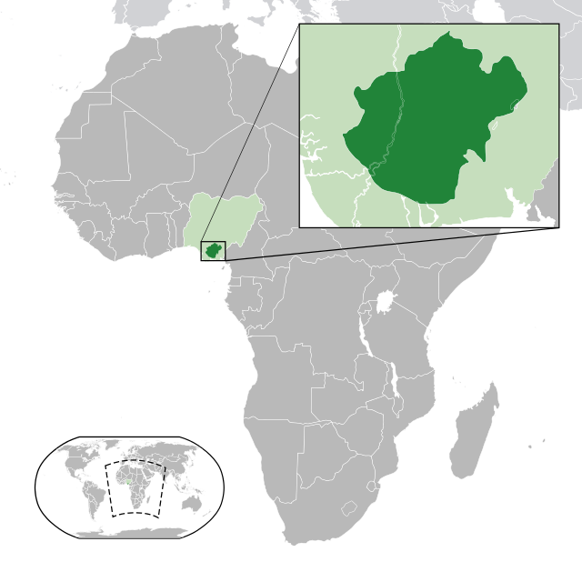 Localização de  Igboland  (verde escuro)– na África  (verde & verde escuro)– na Nigéria  (verde)