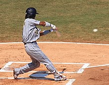 Atsunori Inaba's (seen here in 2008) first-inning home run was the first of six total by both teams. Inaba Atsunori, Beijing 2008.jpg