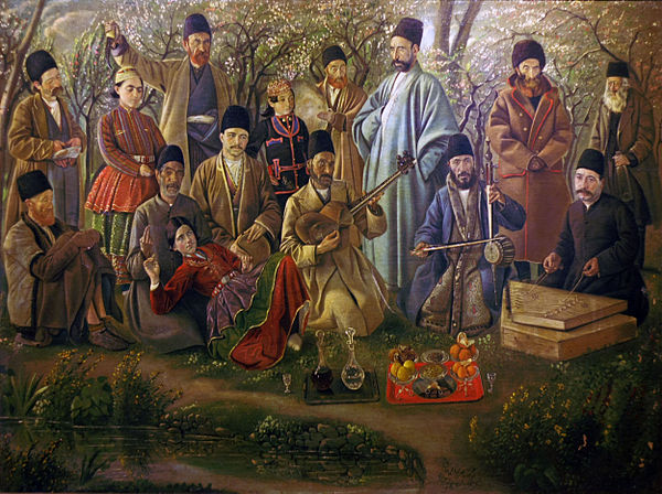 An Iranian musical ensemble, painted by Kamal-ol-molk in 1886