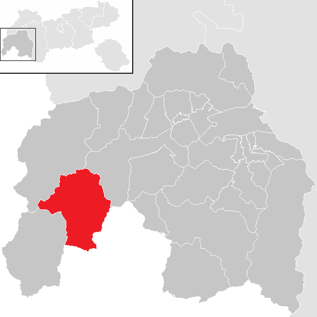 Kommunens läge i distriktet Landeck