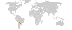 Kaart met locaties van Israël en Paraguay