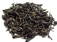 Lapsang souchong tea leaves. Lapsang souchong is sometimes referred to as smoked tea.