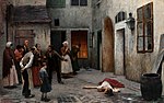 Jakub Schikaneder – Vražda v domě (1890)