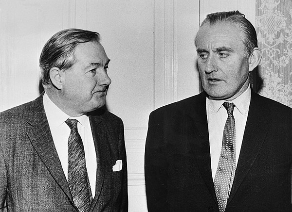 Callaghan in 1970 (left), with Prime Minister of Northern Ireland James Chichester-Clark