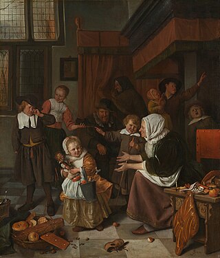 <i>The Feast of Saint Nicholas</i> Painting by Jan Steen