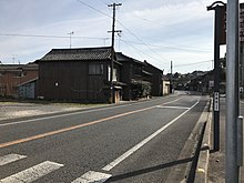 Japan National Route 207 near south end of Hamabashi Bridge.jpg