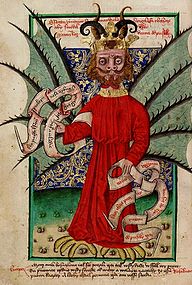 贖宥状を売る聖職者が悪魔として描かれている。ルター登場前（1490年から1510年頃）のもの。