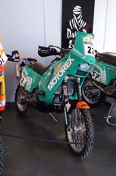 The KTM on which Andy Caldecott placed sixth in the 2005 Dakar Rally