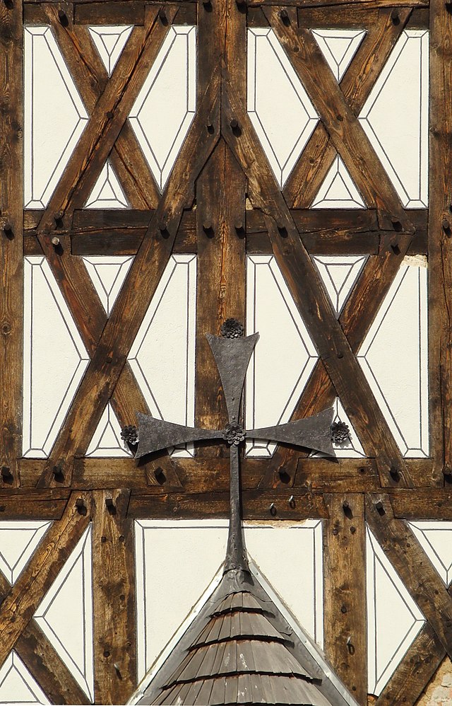 Detail of a half-timbered wall of the Holy Trinity Church in Świdnica