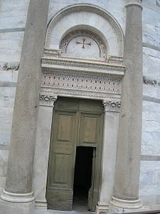 Entrance door to the bell tower