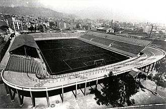 Camp de Les Corts in 1939. It was the home stadium for Barcelona until the club moved to the Camp Nou in 1957. LesCortes1939.jpg