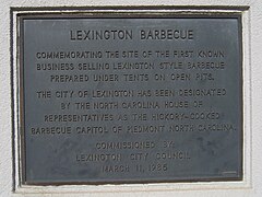 Barbecue designation sign on Mayor's building