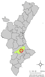 Vị trí của Atzeneta d'Albaida ở cộng đồng Valencia, Tây Ban Nha
