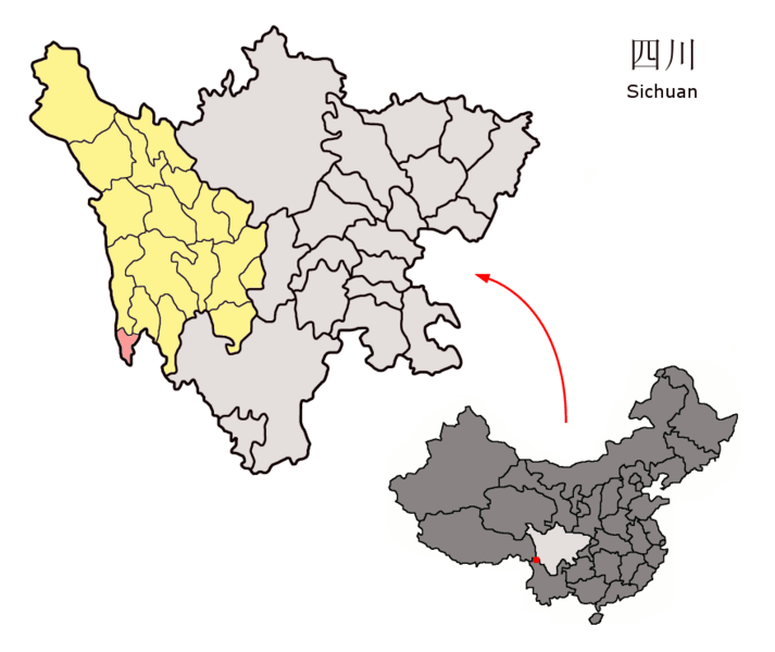 پرونده:Location of Dêrong within Sichuan (China).png