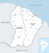 Cayenne település elhelyezkedése a Francia Guyana megyében