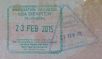 Entry and exit stamps for Indonesia. Lombok International Airport Stamp 1.jpg