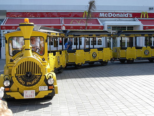 A trackless train for tourists in Tenerife