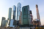 City of Capitals located in Moscow as well as other skyscrapers like the Mercury City Tower which is the tallest building in Europe on the right side of the picture.